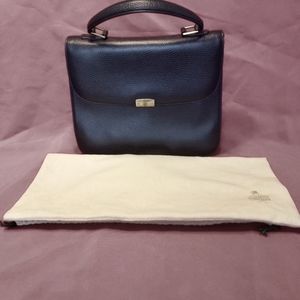 Navy leather Mark Cross handbag w/strap and original bag protector